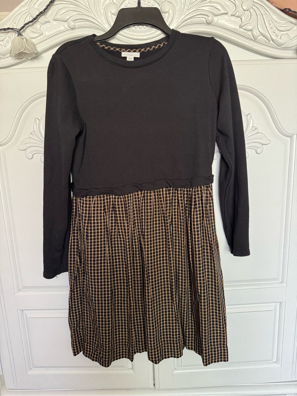 J. Jill Black Top with Brown Plaid Mini Dress